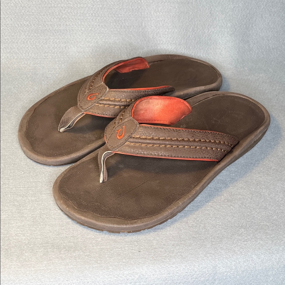 OluKai Hokua men’s brown flip flops, men’s 11
